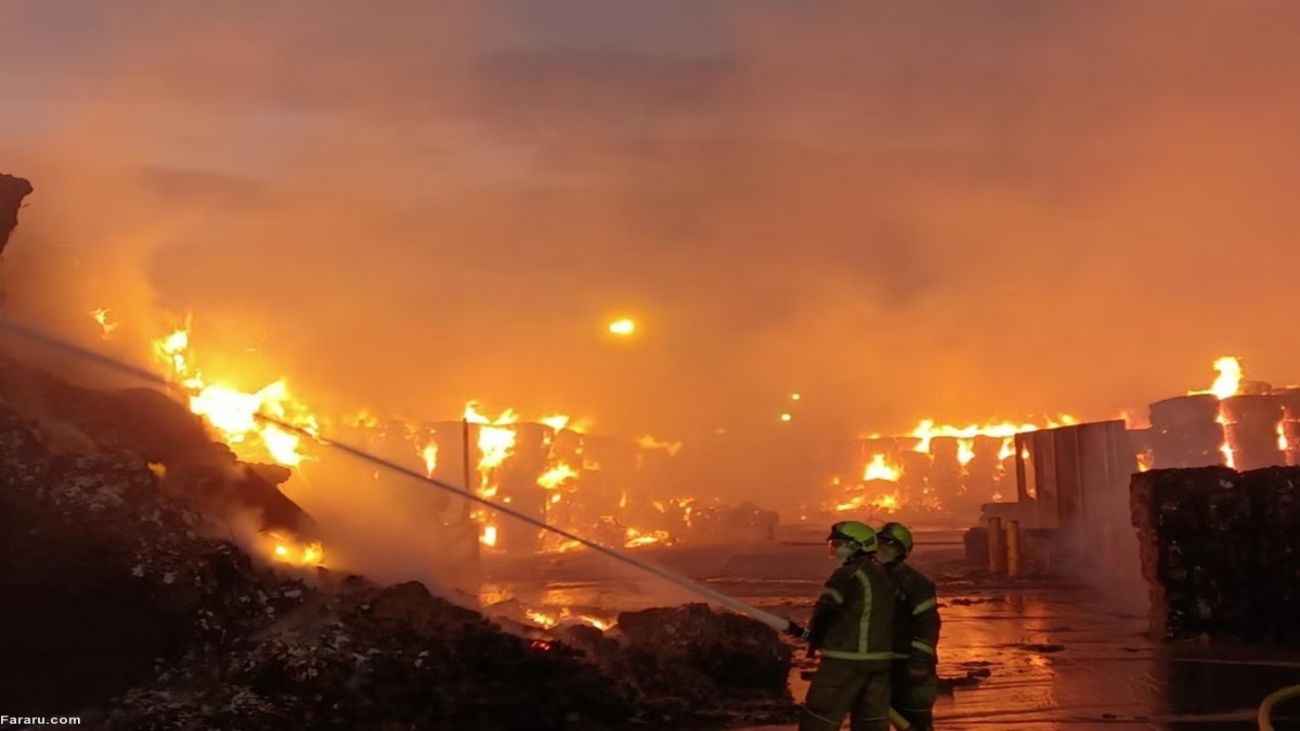 آتش سوزی در کارخانه بیرمنگام انگلستان